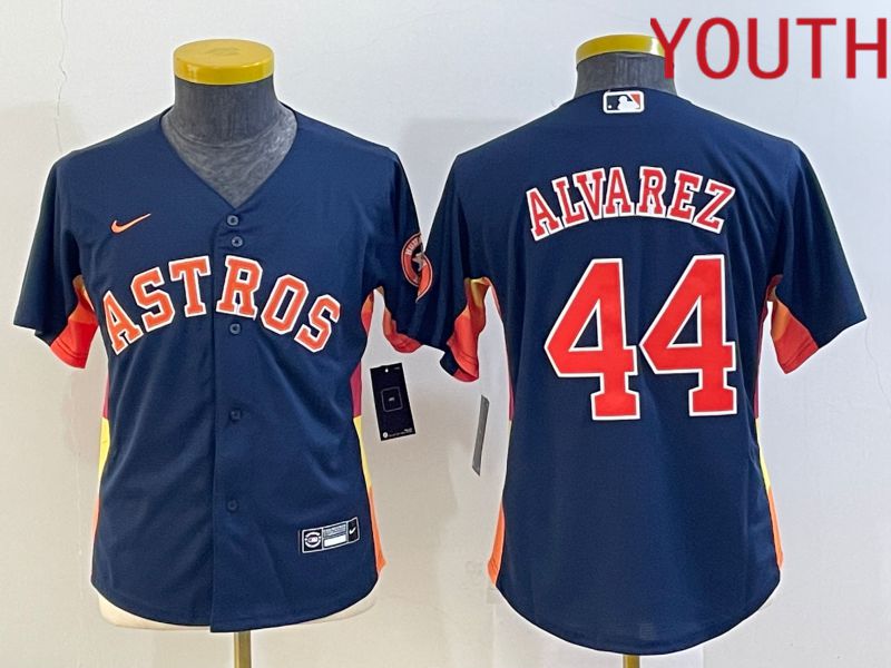 Youth Houston Astros #44 Alvarez Blue Game Nike 2022 MLB Jersey